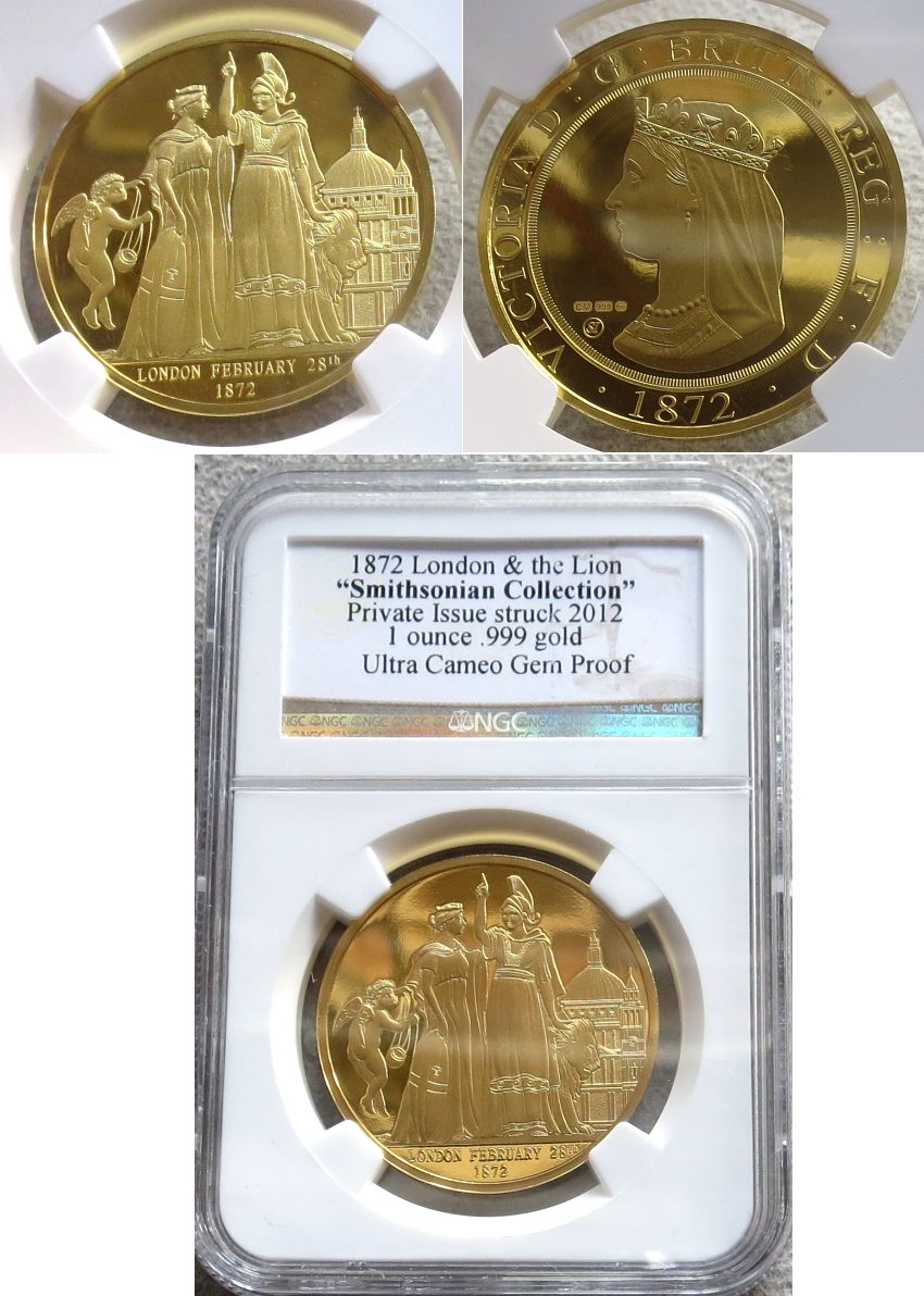 2012 PRIVATE ISSUE OF 1872 LONDON & LION NGC GEM PROOF ULTRA CAMEO