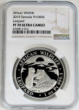 2019 PLATINUM 1 OZ SOMALIA 1,000 SHILLINGS LEOPARD AFRICA WILDLIFE NGC PROOF 70 ULTRA CAMEO 30 MINTED 