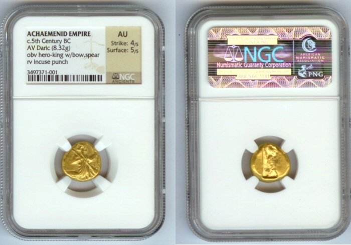 450 BC GOLD PERSIA LYDIA DARIC NGC AU BIBLE MONEY SARDIS