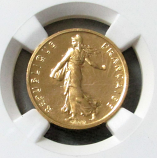 1974 GOLD FRANCE 1/2 FRANC "PIEFORT PATTERN" NGC PROOF 69 "ONLY 91 MINTED 