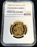 1985 GOLD ISLE OF MAN 1/2 ANGEL NGC PROOF 69 ULTRA CAMEO FINEST KNOWN ONLY 51 MINTED