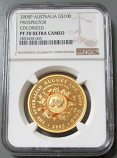 2005 PERTH MINT GOLD AUSTRALIA $100 NGC PERFECT PROOF 70 ULTRA CAMEO 1OZ PROSPECTOR "WELCOME STRANGER NUGGET" ONLY 1018 MINTED 