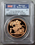 2007 GOLD GREAT BRITAIN 5 POUNDS PCGS PROOF 69 DEEP CAMEO ONLY 1750 MINTED