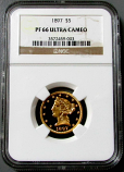 1897 GOLD $5 HALF EAGLE CORONET HEAD NGC PROOF 66 ULTRA CAMEO "ONLY 83 MINTED" 