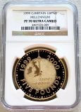 1999 GOLD GREAT BRITAIN 5 POUND NGC PERFECT PROOF 70 ULTRA CAMEO "MILLENNIUM" ONLY 311 MINTED 