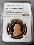 1989 GOLD SOUTH AFRICA KRUGERRAND NGC PERFECT PROOF 70 ULTRA CAMEO 4,083 MINTED
