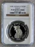 1998 PERTH MINT PLATINUM AUSTRALIA $200 COIN NGC PROOF 69 ULTRA CAMEO ONLY 64 MINTED "KOALA 2 OZ"