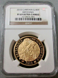 2010 GOLD GREAT BRITAIN 100 POUNDS NGC PROOF 69 ULTRA CAMEO BRITANNIA ONLY 867 MINTED