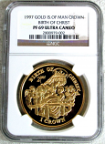 1997 GOLD ISLE OF MAN CROWN NGC PROOF 69 ULTRA CAMEO "CHRISTMAS BIRTH OF CHRIST" ONLY 350 MINTED