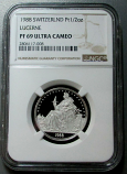 1988 PLATINUM SWITZERLAND 1/2 UNZE LUZERN NGC PROOF 69 ULTRA CAMEO LUCERNE "RARE ONLY 54 MINTED"