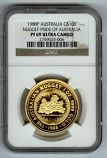 GOLD 1988 AUSTRALIA $100 NGC PROOF 69 ULTRA CAMEO ONLY 679 MINTED "PRIDE OF AUSTRALIA NUGGET FOUND 1981"