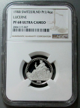 1988 PLATINUM SWITZERLAND 1/4 UNZE LUZERN COIN NGC PROOF 68 ULTRA CAMEO LUCERNE "RARE ONLY 54 MINTED"