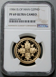 1984 GOLD ISLE OF MAN 2 SOVEREIGN COIN NGC PROOF 69 ULTRA CAMEO LESS THAN 10 MINTED