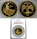 1876 / 2014 GOLD GEORGE T MORGAN $100 UNION 5 OZ NGC GEM PROOF ULTRA CAMEO "10th YEAR OF ISSUE"