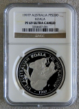 1997 PLATINUM AUSTRALIA $200 KOALA 2 OZ NGC PROOF 69 ULTRA CAMEO ONLY 84 MINTED