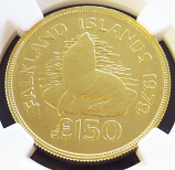 1979 GOLD FALKLANDS 150 POUNDS WCS NGC MINT STATE 67, ONLY 488 MINTED "FUR SEAL WORLD WILDLIFE CONSERVATION SERIES"