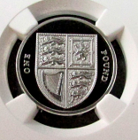 2008 PLATINUM GREAT BRITAIN 1 POUND ROYAL SHIELD OF ARMS NGC PROOF 69 ULTRA CAMEO ONLY 184 MINTED 