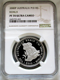 2000 PERTH MINT PLATINUM AUSTRALIA $100 KOALA NGC PROOF 70 ULTRA CAMEO ONLY 135 MINTED 