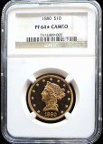 1880 GOLD $10 EAGLE CORONET HEAD NGC PROOF 64* CAMEO 36 MINTED