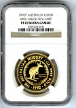 1992 P GOLD AUSTRALIA $100 COIN NGC PROOF 69 ULTRA CAMEO ONLY 156 MINTED "NAILTAILED WALLAROO" 