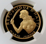 1969 IC GOLD HAITI 100 GOURDES MARIE-JEANNE NGC PROOF 68 ULTRA CAMEO ONLY 140 MINTED