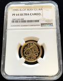 1985 GOLD ISLE OF MAN 1/4 ANGEL COIN NGC PROOF 64 ULTRA CAMEO ONLY 51 MINTAGE